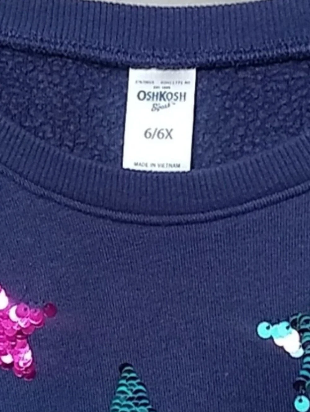 Oshkosh B'gosh Girls' Navy Sequin Star Sweatshirt
